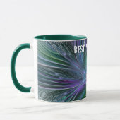 Paarse Groene Bloem Abstracte Kunst Fractal Beste  Mok (Links)
