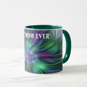 Paarse Groene Bloem Abstracte Kunst Fractal Beste Mok