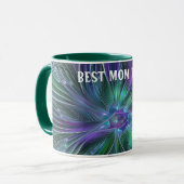 Paarse Groene Bloem Abstracte Kunst Fractal Beste  Mok (Voorkant links)