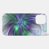 Paarse Groene Bloem Abstracte Kunst Fractal Initia Case-Mate iPhone Case (Achterkant (horizontaal))