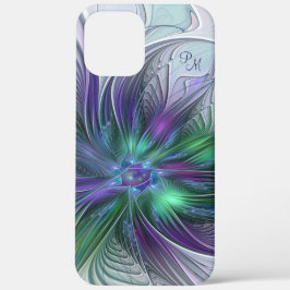 Paarse Groene Bloem Abstracte Kunst Fractal Initia Case-Mate iPhone Case
