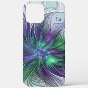 Paarse Groene Bloem Abstracte Kunst Fractal Initia Case-Mate iPhone Case