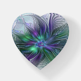 Paarse Groene Bloem Abstracte Kunst Fractale Hart