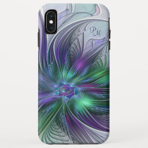 Paarse Groene Bloem Abstracte Kunst Fractale Initi Case-Mate iPhone Case