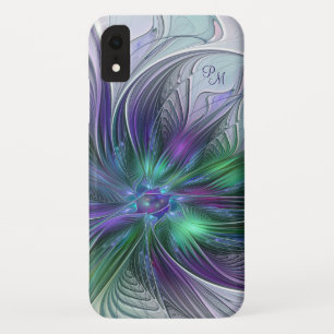 Paarse Groene Bloem Abstracte Kunst Fractale Monog Case-Mate iPhone Case