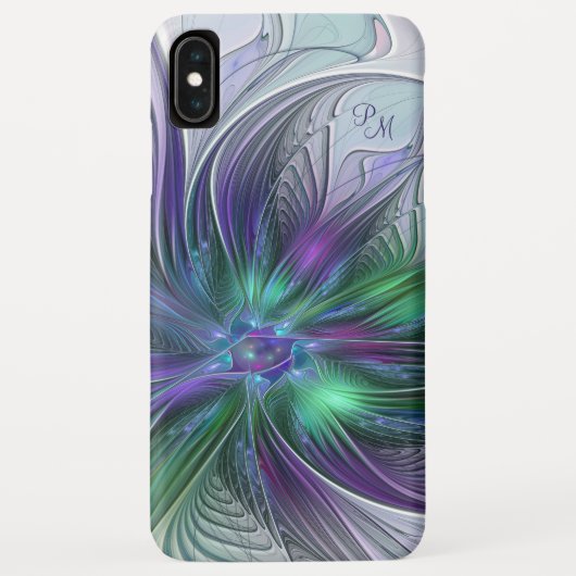 Paarse Groene Bloem Abstracte Kunst Fractale Monog Case-Mate iPhone Case (Achterkant)