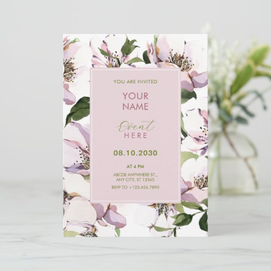 Paarse groene bloem kaart (Staand voorkant)