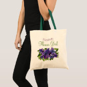 Paarse Groene Bloem met Naam Bloemenmeisje Tote Bag (Voorkant (product))