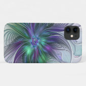 Paarse Groene Bloem Modern Abstracte Kunst Fractal Case-Mate iPhone Case (Achterkant (horizontaal))