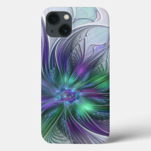 Paarse Groene Bloem Modern Abstracte Kunst Fractal