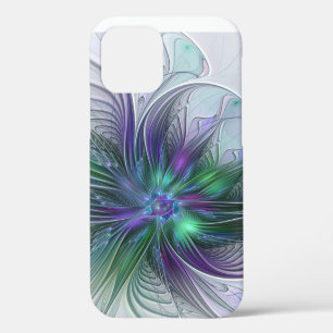 Paarse Groene Bloem Modern Abstracte Kunst Fractal Case-Mate iPhone Case