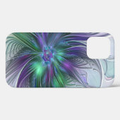 Paarse Groene Bloem Modern Abstracte Kunst Fractal Case-Mate iPhone Case (Achterkant (horizontaal))