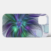 Paarse Groene Bloem Modern Abstracte Kunst Fractal Case-Mate iPhone Case (Achterkant (horizontaal))