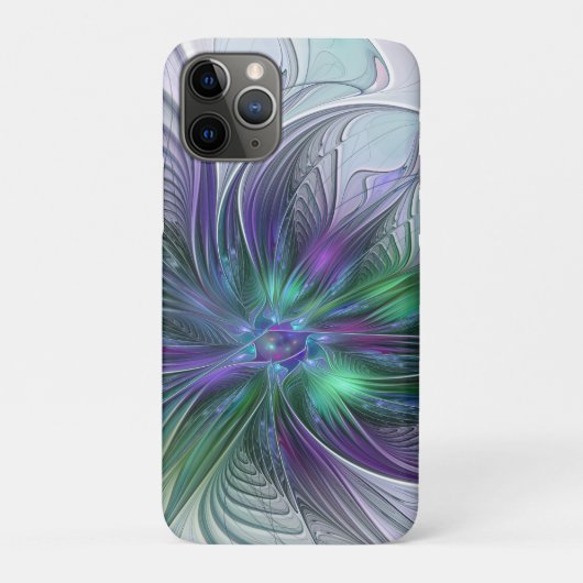 Paarse Groene Bloem Modern Abstracte Kunst Fractal Case-Mate iPhone Case (Achterkant)