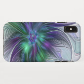 Paarse Groene Bloem Modern Abstracte Kunst Fractal Case-Mate iPhone Case (Achterkant (horizontaal))