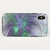 Paarse Groene Bloem Modern Abstracte Kunst Fractal Case-Mate iPhone Case (Achterkant (horizontaal))