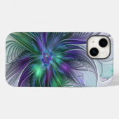 Paarse Groene Bloem Modern Abstracte Kunst Fractal Case-Mate iPhone Case (Achterkant (horizontaal))