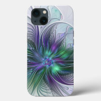 Paarse Groene Bloem Modern Abstracte Kunst Fractal