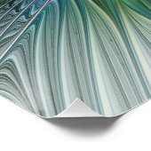 Paarse Groene Bloem Modern Abstracte Kunst Fractal Poster (Hoek)