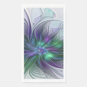 Paarse Groene Bloem Modern Abstracte Kunst Fractal Servet