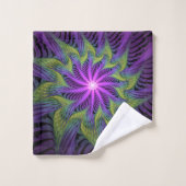 Paarse groene bloem Moderne Abstracte fractale kun Bad Handdoek (Wasdoekje)