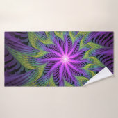 Paarse groene bloem Moderne Abstracte fractale kun Badhanddoek (Badhanddoek)