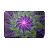 Paarse groene bloem Moderne Abstracte fractale kun Badmat (Voorkant)