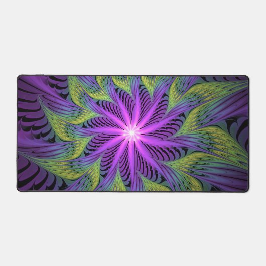 Paarse groene bloem Moderne Abstracte fractale kun Bureaumat (Voorkant)