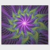 Paarse groene bloem Moderne Abstracte fractale kun Cadeaupapier (Vlak)