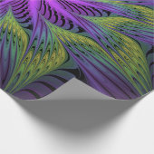 Paarse groene bloem Moderne Abstracte fractale kun Cadeaupapier (Hoek)