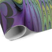 Paarse groene bloem Moderne Abstracte fractale kun Cadeaupapier (Rol Hoek)