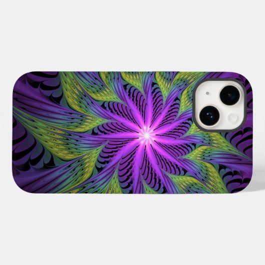 Paarse groene bloem Moderne Abstracte fractale kun Case-Mate iPhone Case (Achterkant (horizontaal))