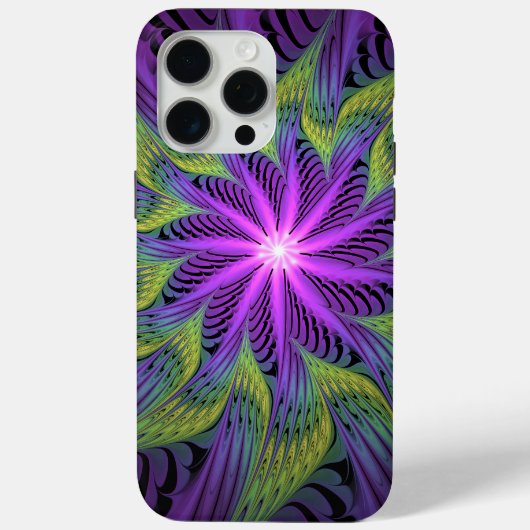 Paarse groene bloem Moderne Abstracte fractale kun Case-Mate iPhone Case (Achterkant)