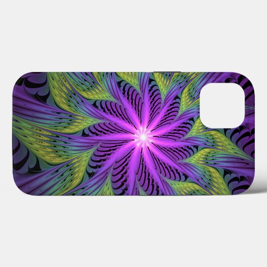 Paarse groene bloem Moderne Abstracte fractale kun Case-Mate iPhone Case (Achterkant (horizontaal))