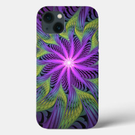 Paarse groene bloem Moderne Abstracte fractale kun Case-Mate iPhone Case