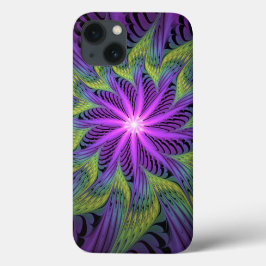 Paarse groene bloem Moderne Abstracte fractale kun Case-Mate iPhone Case