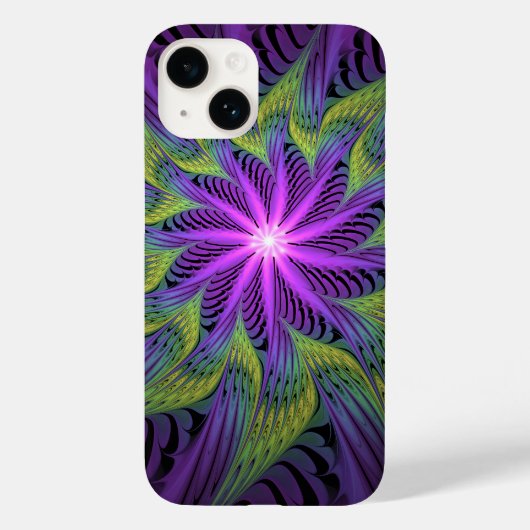 Paarse groene bloem Moderne Abstracte fractale kun Case-Mate iPhone Case (Achterkant)