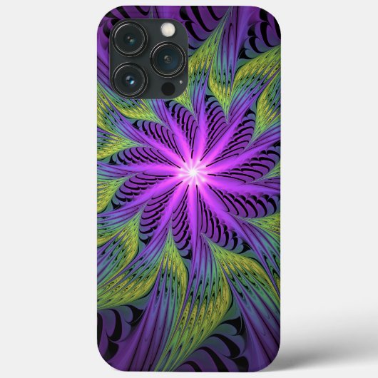 Paarse groene bloem Moderne Abstracte fractale kun Case-Mate iPhone Case (Achterkant)