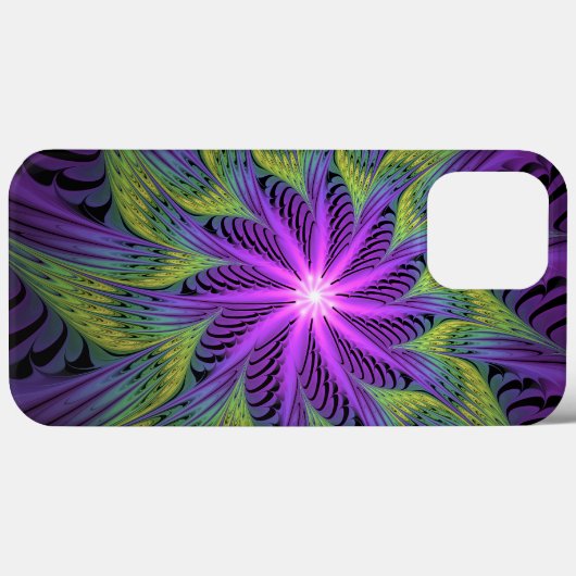 Paarse groene bloem Moderne Abstracte fractale kun Case-Mate iPhone Case (Achterkant (horizontaal))