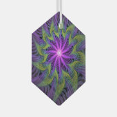 Paarse groene bloem Moderne Abstracte fractale kun Glas Ornament (Voorkant Rechts)