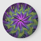 Paarse groene bloem Moderne Abstracte fractale kun Grote Klok (Voorkant)