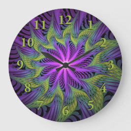 Paarse groene bloem Moderne Abstracte fractale kun Grote Klok
