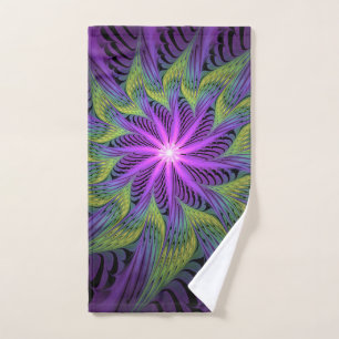 Paarse groene bloem Moderne Abstracte fractale kun Handdoek