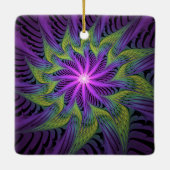 Paarse groene bloem Moderne Abstracte fractale kun Keramisch Ornament (Achterkant)