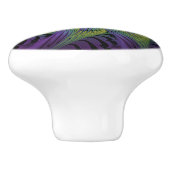 Paarse groene bloem Moderne Abstracte fractale kun Keramische Knop (Zijkant)
