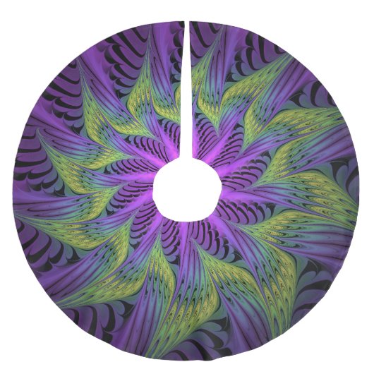 Paarse groene bloem Moderne Abstracte fractale kun Kerstboom Rok (Voorkant)