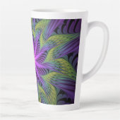 Paarse groene bloem Moderne Abstracte fractale kun Latte Mok (Rechts)
