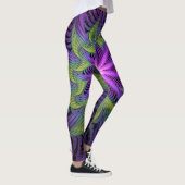 Paarse groene bloem Moderne Abstracte fractale kun Leggings (Rechts)