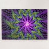 Paarse groene bloem Moderne Abstracte fractale kun Legpuzzel (Horizontaal)