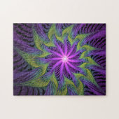Paarse groene bloem Moderne Abstracte fractale kun Legpuzzel (Horizontaal)